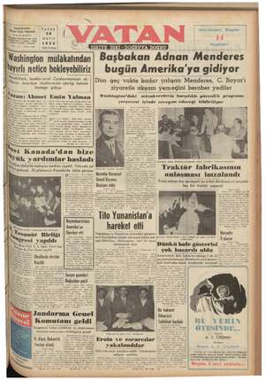 Vatan Gazetesi 30 Mayıs 1954 kapağı