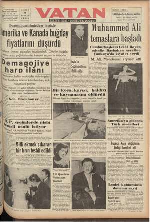 Vatan Gazetesi 11 Haziran 1954 kapağı