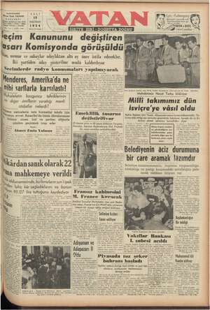 Vatan Gazetesi 15 Haziran 1954 kapağı