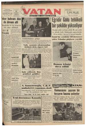 Vatan Gazetesi 25 Haziran 1954 kapağı