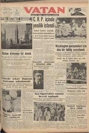 Vatan Gazetesi 29 Haziran 1954 kapağı
