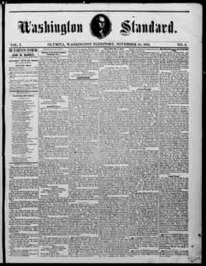 The Washington Standard Newspaper November 30, 1860 kapağı