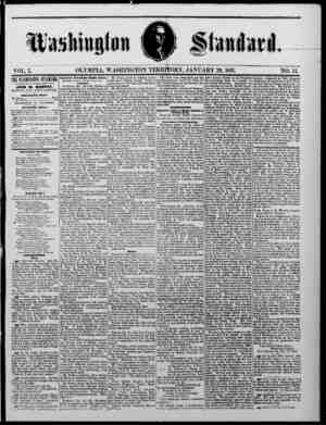 The Washington Standard Newspaper January 26, 1861 kapağı