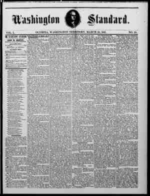 The Washington Standard Newspaper March 30, 1861 kapağı