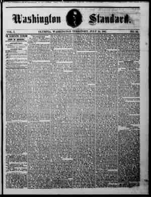 The Washington Standard Newspaper July 20, 1861 kapağı