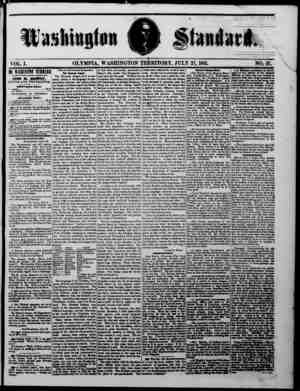 The Washington Standard Newspaper July 27, 1861 kapağı
