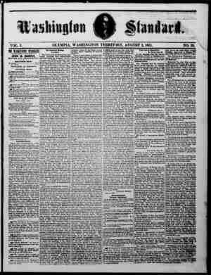 The Washington Standard Newspaper August 3, 1861 kapağı