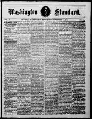 The Washington Standard Newspaper September 14, 1861 kapağı