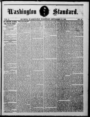 The Washington Standard Newspaper September 21, 1861 kapağı