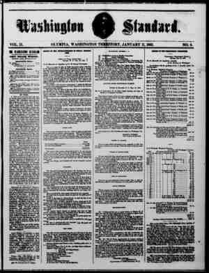 The Washington Standard Newspaper January 11, 1862 kapağı