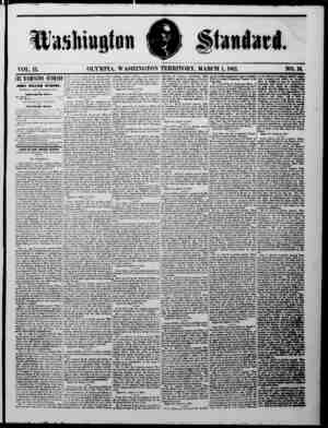 The Washington Standard Newspaper March 1, 1862 kapağı