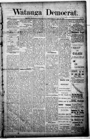 Watauga Democrat Newspaper August 29, 1888 kapağı