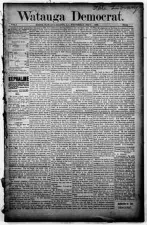 Watauga Democrat Newspaper February 6, 1889 kapağı