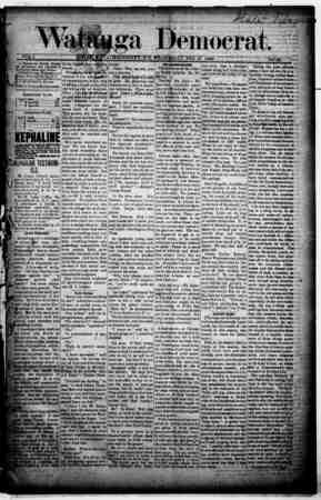 Watauga Democrat Newspaper February 13, 1889 kapağı