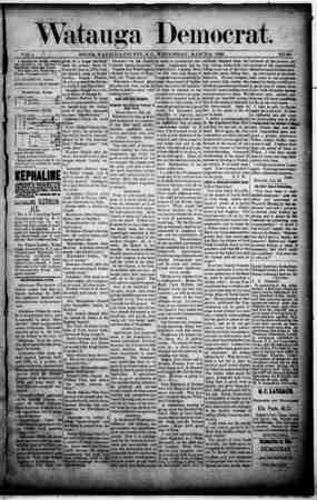 Watauga Democrat Newspaper March 6, 1889 kapağı