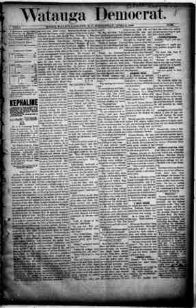 Watauga Democrat Newspaper April 3, 1889 kapağı