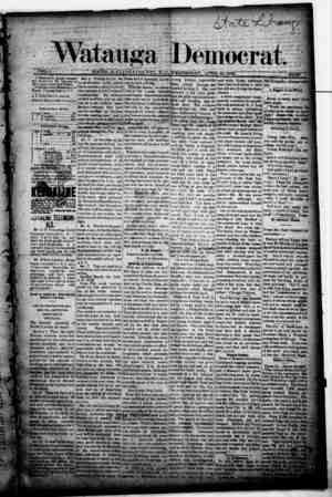 Watauga Democrat Newspaper April 10, 1889 kapağı