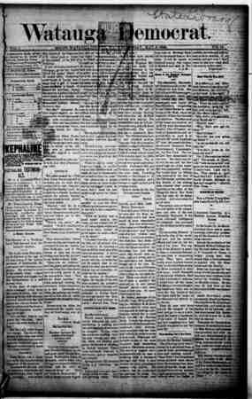 Watauga Democrat Newspaper May 8, 1889 kapağı