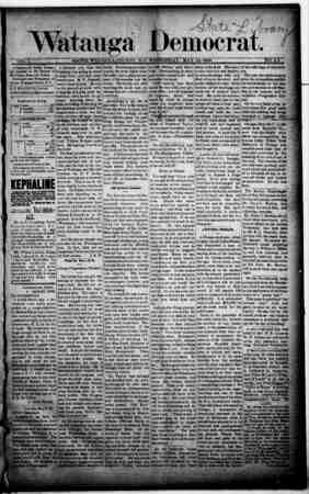 Watauga Democrat Newspaper May 15, 1889 kapağı