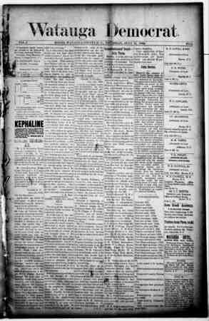 Watauga Democrat Newspaper July 11, 1889 kapağı