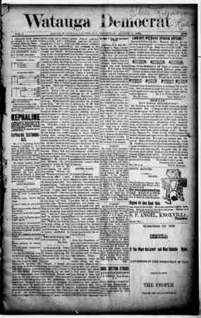Watauga Democrat Newspaper August 1, 1889 kapağı