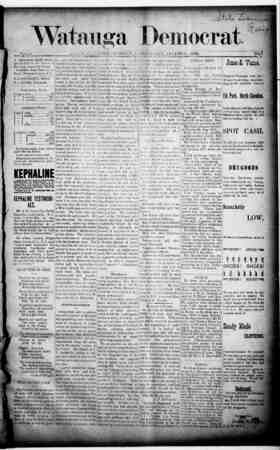 Watauga Democrat Newspaper August 15, 1889 kapağı