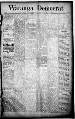 Watauga Democrat Newspaper August 29, 1889 kapağı