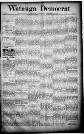Watauga Democrat Newspaper September 5, 1889 kapağı