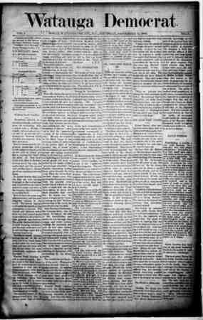 Watauga Democrat Newspaper September 12, 1889 kapağı