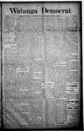 Watauga Democrat Newspaper October 10, 1889 kapağı