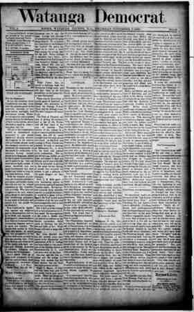 Watauga Democrat Newspaper November 7, 1889 kapağı