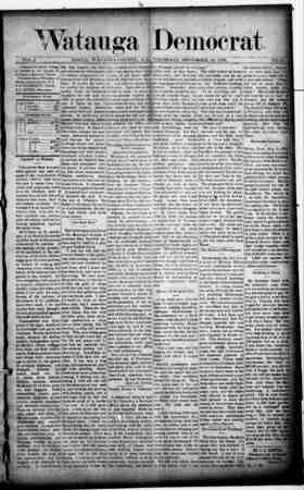 Watauga Democrat Newspaper November 14, 1889 kapağı