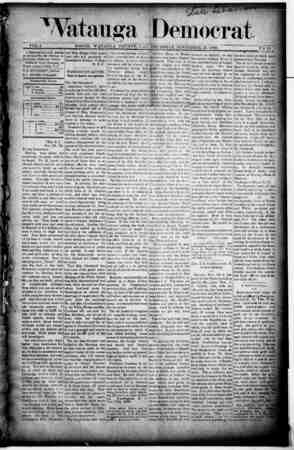 Watauga Democrat Newspaper November 21, 1889 kapağı