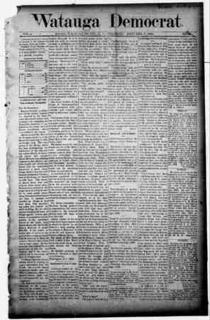 Watauga Democrat Newspaper January 2, 1890 kapağı