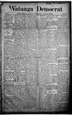 Watauga Democrat Newspaper January 23, 1890 kapağı