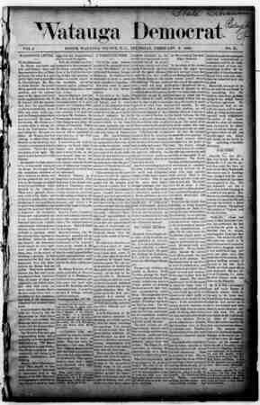 Watauga Democrat Newspaper February 6, 1890 kapağı