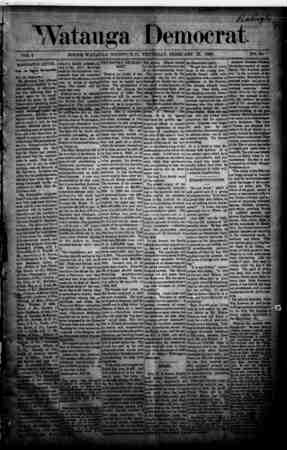 Watauga Democrat Newspaper February 27, 1890 kapağı