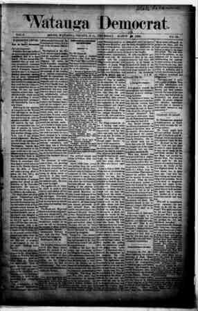 Watauga Democrat Newspaper March 6, 1890 kapağı