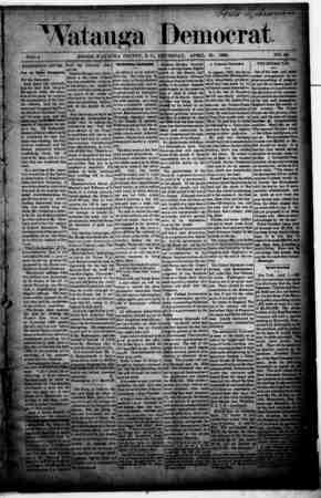 Watauga Democrat Newspaper April 10, 1890 kapağı