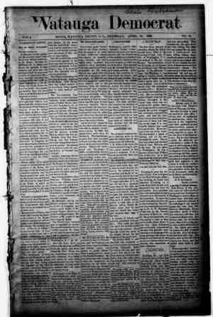 Watauga Democrat Newspaper April 24, 1890 kapağı