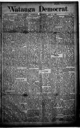 Watauga Democrat Newspaper May 8, 1890 kapağı