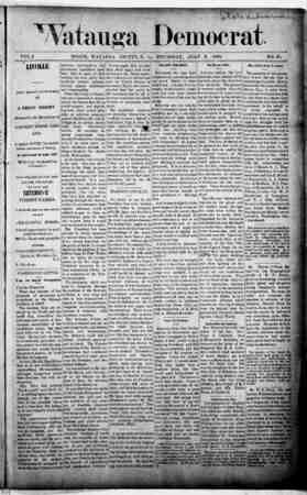 Watauga Democrat Newspaper July 3, 1890 kapağı
