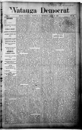 Watauga Democrat Newspaper July 10, 1890 kapağı