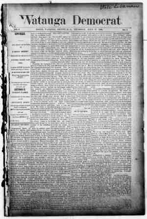 Watauga Democrat Newspaper July 17, 1890 kapağı