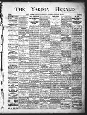 Yakima Herald Newspaper February 14, 1889 kapağı