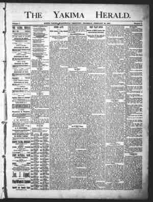 Yakima Herald Newspaper February 28, 1889 kapağı
