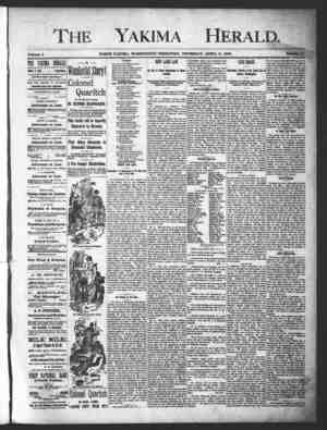 Yakima Herald Newspaper April 11, 1889 kapağı