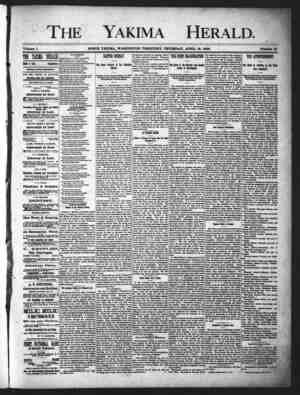 Yakima Herald Gazetesi 18 Nisan 1889 kapağı