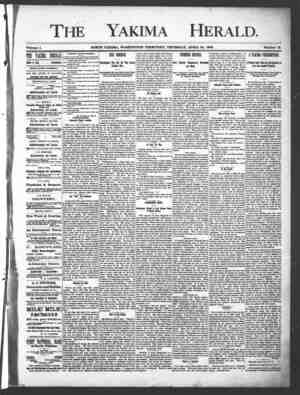 Yakima Herald Newspaper April 25, 1889 kapağı