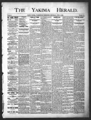 Yakima Herald Gazetesi 6 Haziran 1889 kapağı